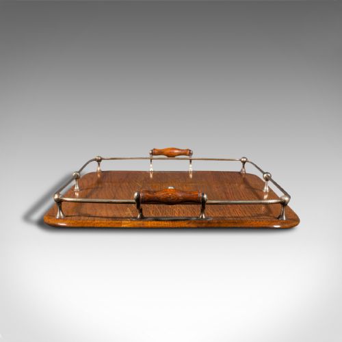 fig 3. Antique Afternoon Tea Tray, English, Oak, Serving Platter, Edwardian, Circa 1910