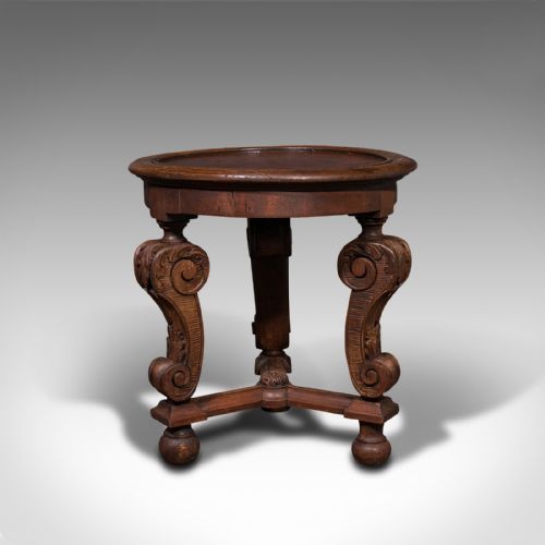 fig 1. Small Antique Lamp Table, French, Pine, Side, Planter Stand, Victorian, C.1900