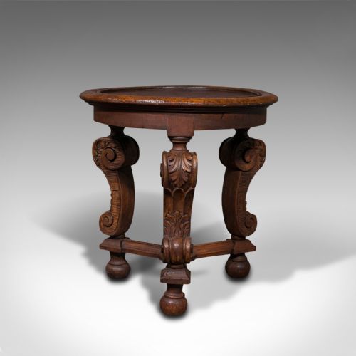 fig 2. Small Antique Lamp Table, French, Pine, Side, Planter Stand, Victorian, C.1900