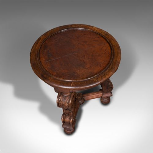 fig 4. Small Antique Lamp Table, French, Pine, Side, Planter Stand, Victorian, C.1900