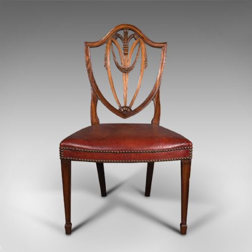 fig 1. Set of 6, Antique Shield Back Chairs, Dining Seat, After Hepplewhite, Georgian