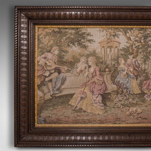 fig 3. Antique 6' Wide Panorama Tapestry, French, Needlepoint, Wall, Framed, Edwardian