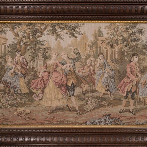 fig 4. Antique 6' Wide Panorama Tapestry, French, Needlepoint, Wall, Framed, Edwardian