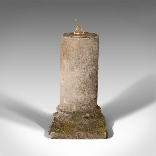 ANTIQUE GARDEN SUNDIAL ENGLISH STONE COLUMN BRASS DIAL VICTORIAN CIRCA 1900 - ADDITIONAL PHOTO 2