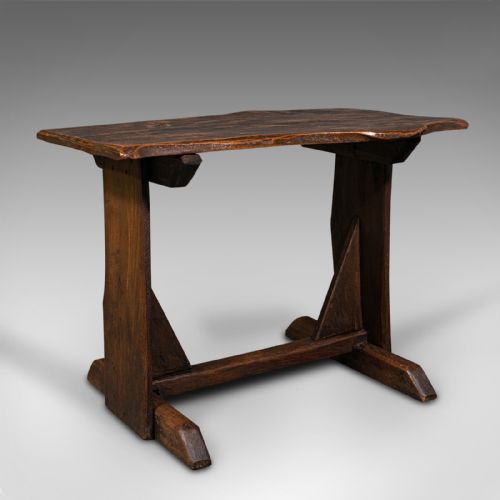 Antique Tavern Table, English, Oak, Occasional, Side, Live Waney Edge, Georgian