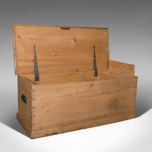 fig 1. Antique Blanket Box, English, Pine, Victorian, 1890