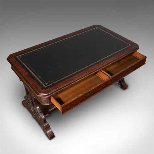 fig 5. Antique Estate Desk, Scottish, Oak, Gothic Revival, Victorian