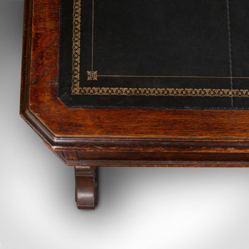 fig 6. Antique Estate Desk, Scottish, Oak, Gothic Revival, Victorian