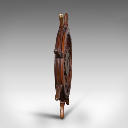 fig 2. Antique Original Ship's Wheel, English, Teak, Bronze, Maritime, Victorian, 1850
