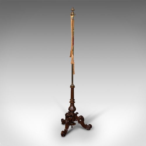 ANTIQUE PENDANT POLE SCREEN ENGLISH WALNUT FIRESIDE DECORATIVE STAND REGENCY - ADDITIONAL PHOTO 3