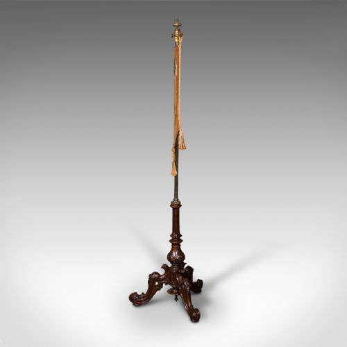 ANTIQUE PENDANT POLE SCREEN ENGLISH WALNUT FIRESIDE DECORATIVE STAND REGENCY - ADDITIONAL PHOTO 4