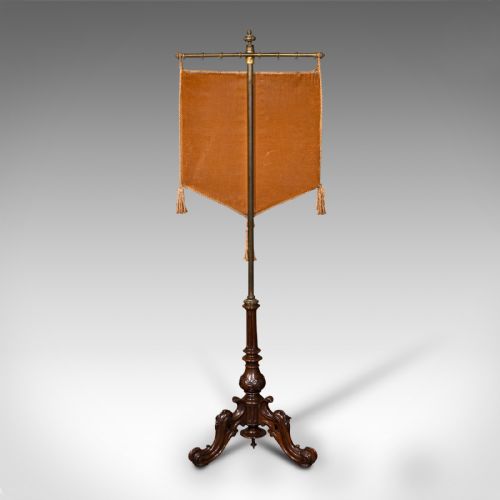 ANTIQUE PENDANT POLE SCREEN ENGLISH WALNUT FIRESIDE DECORATIVE STAND REGENCY - ADDITIONAL PHOTO 5