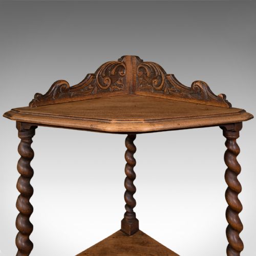 fig 5. Antique Corner Whatnot, English, Light Oak, Display Cabinet, Victorian, C.1880