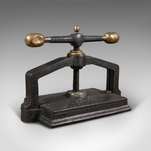 Heavy Antique Book Press, English, Cast Iron, Binding, Flower Pressing, Georgian
