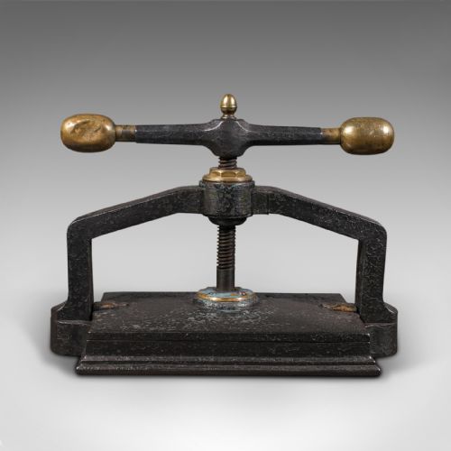 fig 1. Heavy Antique Book Press, English, Cast Iron, Binding, Flower Pressing, Georgian
