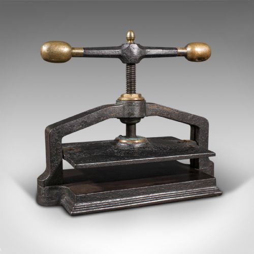fig 4. Heavy Antique Book Press, English, Cast Iron, Binding, Flower Pressing, Georgian