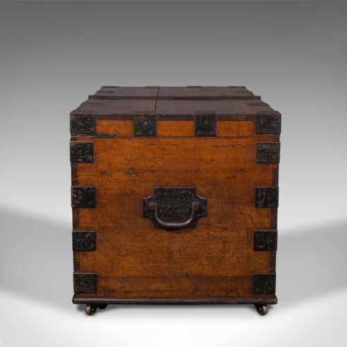 fig 3. Large Antique Silver Chest, Scottish, Oak, Iron, Heavy Trunk, Victorian, C.1880