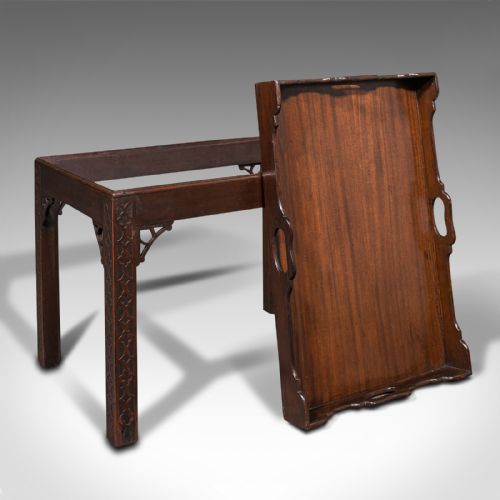 fig 1. Antique Serving Tray Table, English, Drink Stand, Chinese Chippendale, Edwardian