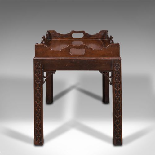 fig 3. Antique Serving Tray Table, English, Drink Stand, Chinese Chippendale, Edwardian