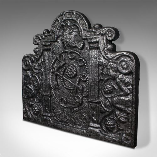 fig 2. Large Antique Fire Back, English, Decorative, Fireplace, Maritime, Victorian