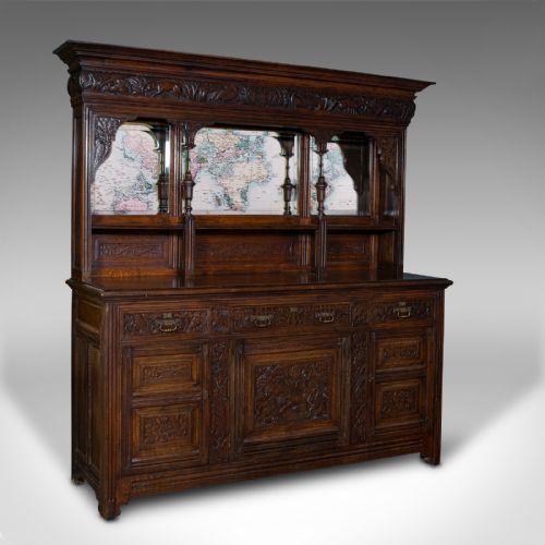 Large Antique Estate Hunt Cabinet, English, Oak, Devonshire Sideboard, Victorian