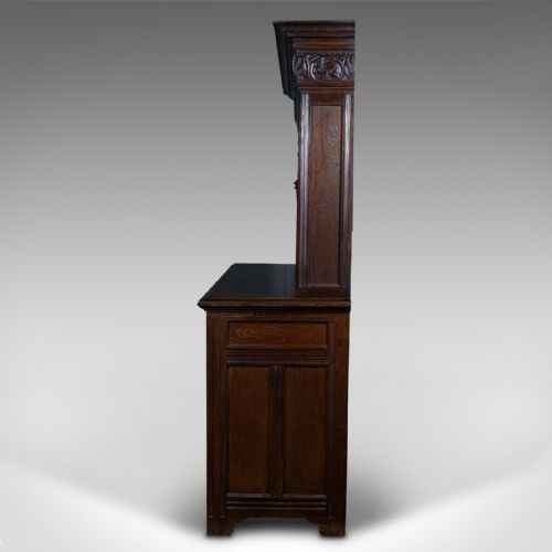 fig 4. Large Antique Estate Hunt Cabinet, English, Oak, Devonshire Sideboard, Victorian