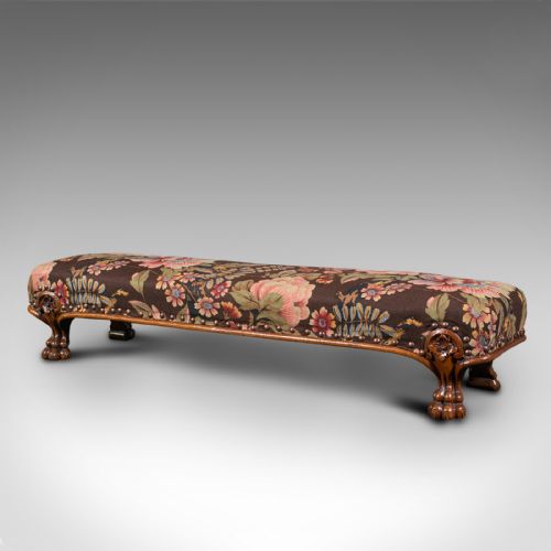 fig 2. Antique Fireside Foot Rest, English, Walnut, Kneeling, Gout Stool, Mid Victorian