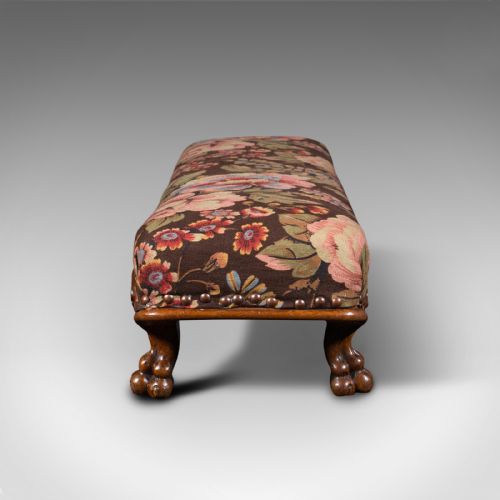 fig 3. Antique Fireside Foot Rest, English, Walnut, Kneeling, Gout Stool, Mid Victorian