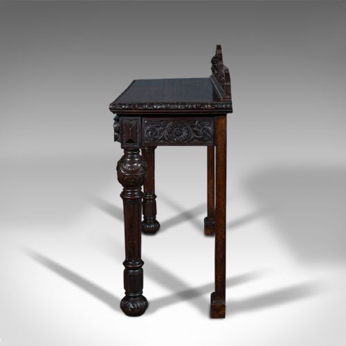 fig 3. Antique Side Table, Scottish, Oak Console, Desk, Gothic Taste, Victorian, C.1880