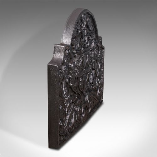 fig 3. Antique Decorative Fireback, English, Cast Iron, Fireplace, Heraldic, Victorian
