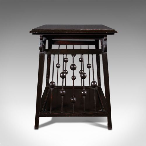 fig 4. An Aesthetic Movement ebonised wood two-tier side table featuring side galleries set with turned wooden spheres.
