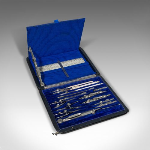 fig 3. Antique Cartographer's Set, English, Architect, Draughtsman Tool Case, Edwardian