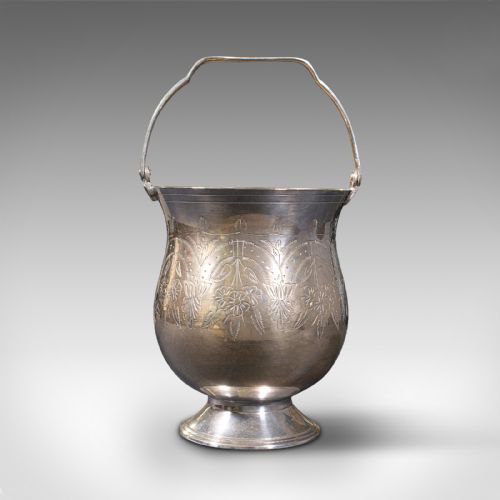 fig 1. Antique Potpourri Jug, English, Silver Plate, Decorative Pot, Bucket, Edwardian