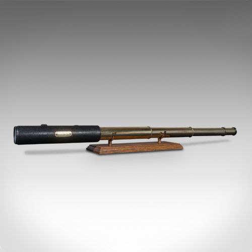 fig 2. Antique Lord Bury 4 Draw Telescope, English, Leather, Steward, Victorian, C.1870