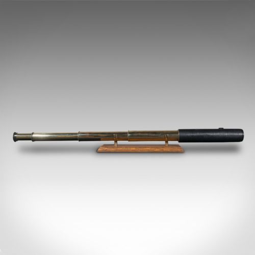 fig 3. Antique Lord Bury 4 Draw Telescope, English, Leather, Steward, Victorian, C.1870