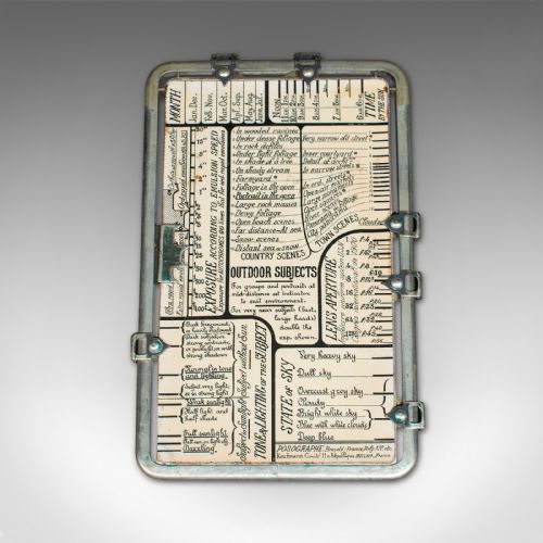 fig 1. Antique Kaufmann's Le Posographe, French, Photography Exposure Calculator, 1920
