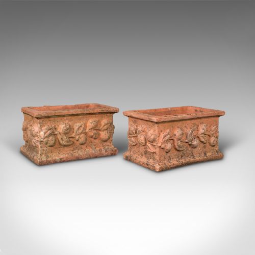 Pair of Antique Garden Planters, Terracotta, Outdoor Jardiniere, Victorian, 1900
