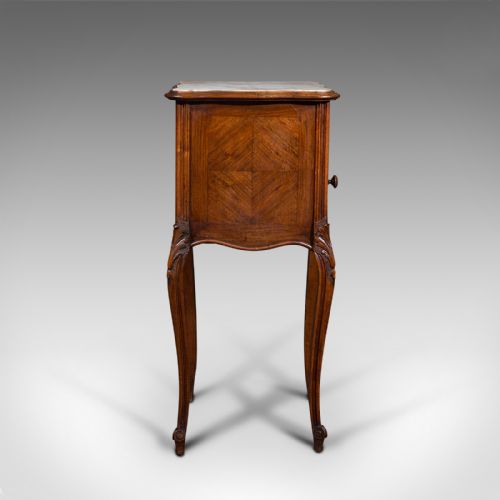 fig 2. Antique Bedside Cabinet, French, Walnut, Marble, Night Stand, Victorian, C.1900