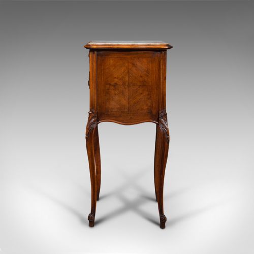 fig 4. Antique Bedside Cabinet, French, Walnut, Marble, Night Stand, Victorian, C.1900