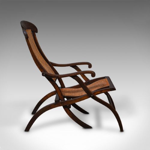 fig 2. Antique Steamer Deck Chair, English, Beech, Bergere, Armchair, Edwardian, C.1910