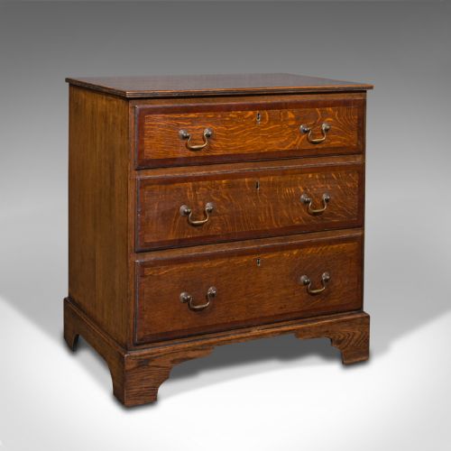 Antique Compact Chest of Drawers, English, Oak, Bedside Cabinet, Georgian, 1800