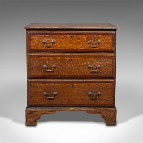 fig 1. Antique Compact Chest Of Drawers, English, Oak, Bedside Cabinet, Georgian, 1800