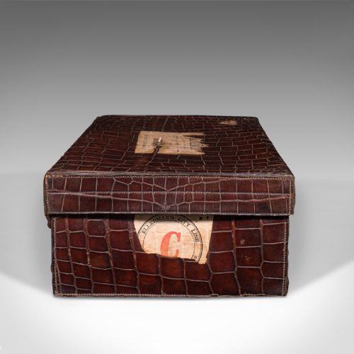 fig 3. Antique Traveller's Suitcase, Indian, Colonial, Crocodile, Luggage, Edwardian