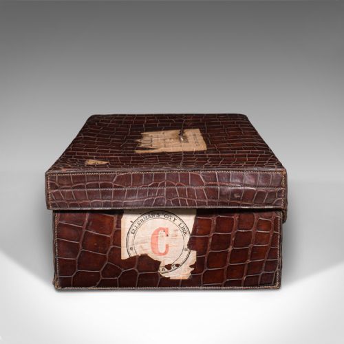 fig 4. Antique Traveller's Suitcase, Indian, Colonial, Crocodile, Luggage, Edwardian