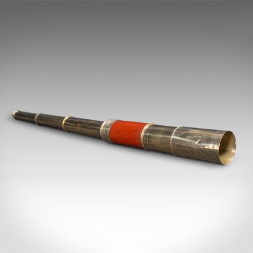 fig 1. Antique 3 Draw Telescope, English, Brass, Day Or Night, Terrestrial, Victorian