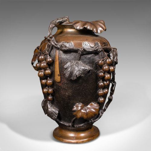 LARGE PAIR OF ANTIQUE DECORATIVE VASES JAPANESE BRONZE AMPHORA VICTORIAN - ADDITIONAL PHOTO 6