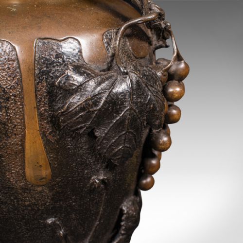 LARGE PAIR OF ANTIQUE DECORATIVE VASES JAPANESE BRONZE AMPHORA VICTORIAN - ADDITIONAL PHOTO 9