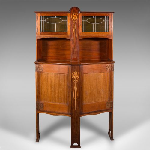 fig 1. Antique Cocktail Cabinet, English, Walnut, Sideboard, Arts & Crafts, Liberty