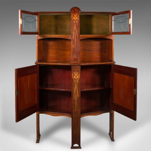fig 3. Antique Cocktail Cabinet, English, Walnut, Sideboard, Arts & Crafts, Liberty