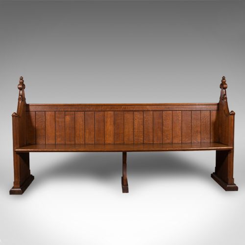 fig 1. Large Antique Pew, Scottish, Oak, Ecclesiastic, Bench Seat, After Pugin, C.1850